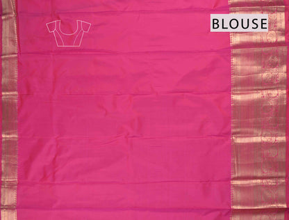 Hot Pink Semi Silk Fancy Cranes Golden Zari Border Pallu Saree