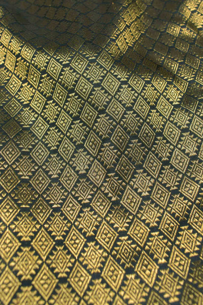 Dark Brown Light Weight Pure Silk Butta Golden Border Pallu Saree NAA109