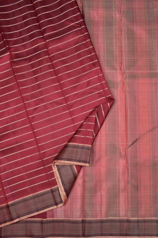 Maroon Light Weight Pure Silk All Over Zari Line Saree NAA127