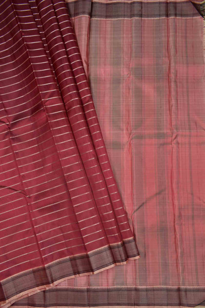 Maroon Light Weight Pure Silk All Over Zari Line Saree NAA127