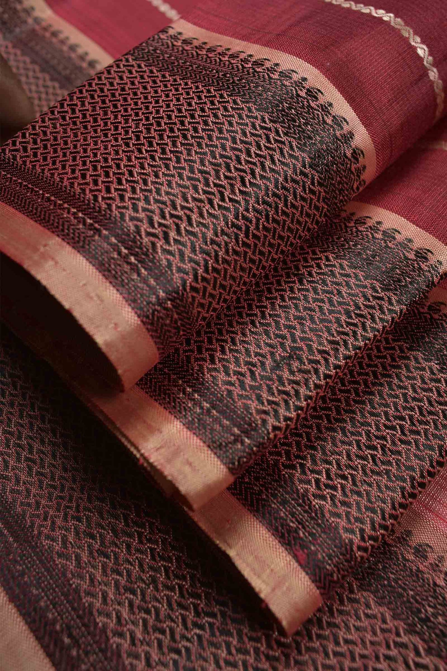 Maroon Light Weight Pure Silk All Over Zari Line Saree NAA127