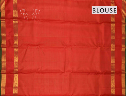 Red Light Weight Pure Silk Butta Mini Checks Golden Border Pallu Saree NAA110