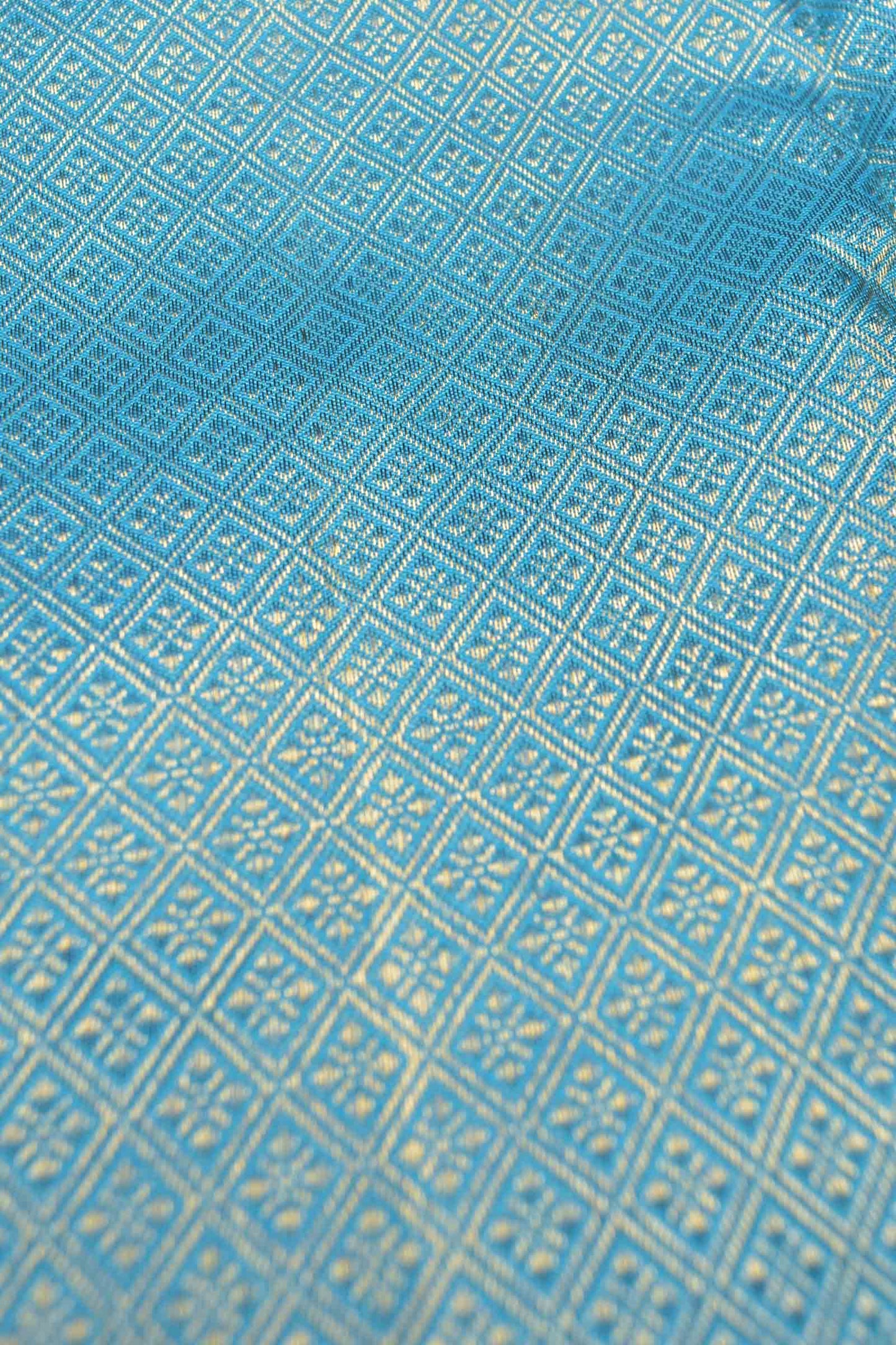 Navy Blue Pure Silk Golden Zari Lines Contrast Light Blue Zari Border Pallu Saree NAA132