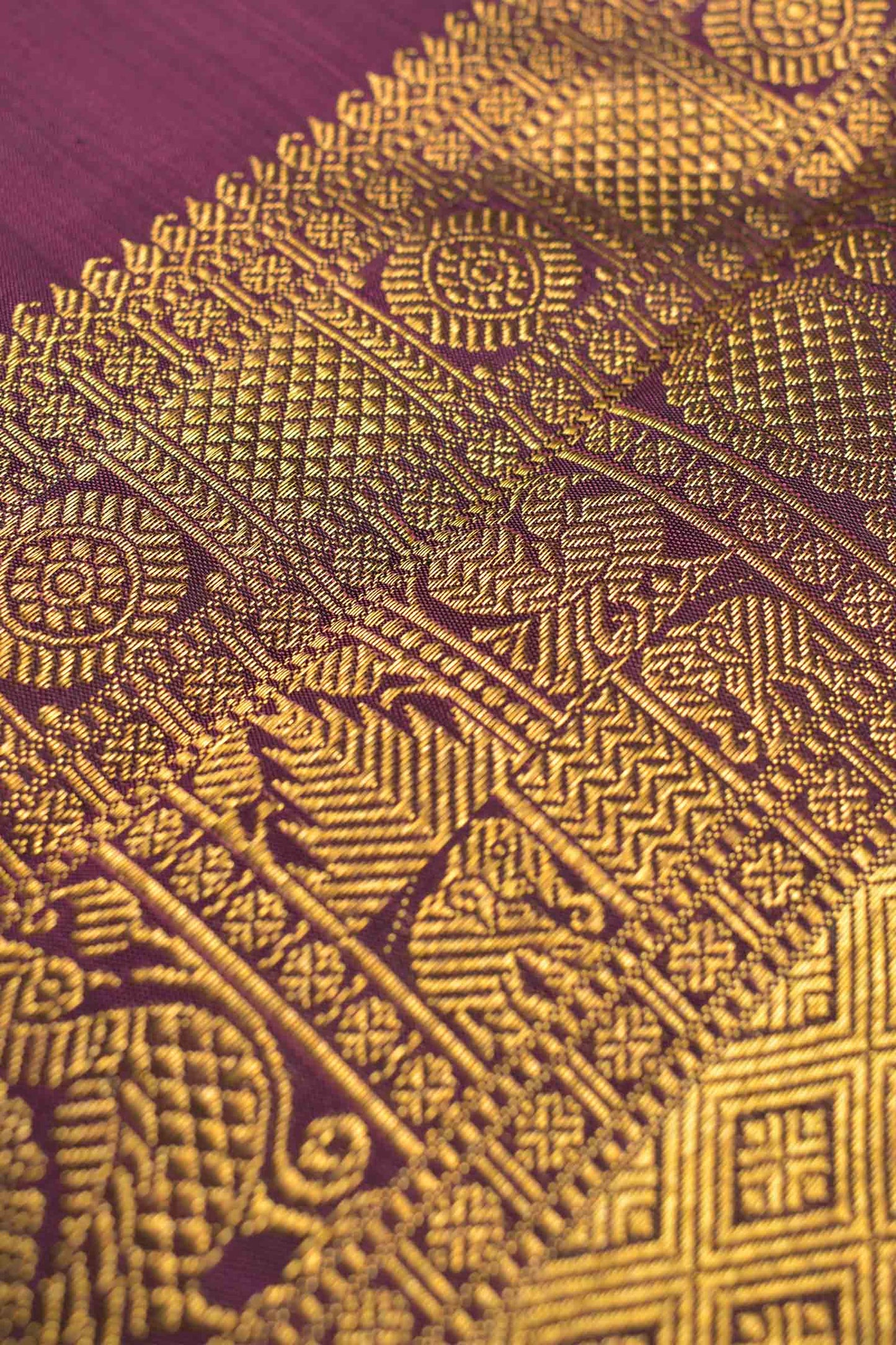 Golden Yellow Pure Silk Peacock Little Flowers Butta Golden Maroon Zari Border Pallu Saree NAA134