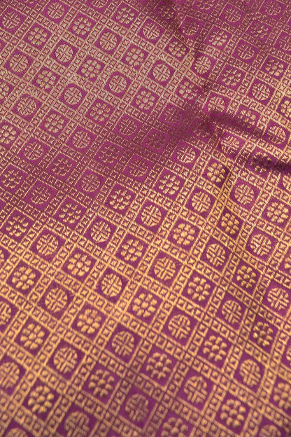 Pink Lightweight Pure Silk Peacock Butta Golden Violet Zari Peacock Border Pallu Saree NAA135