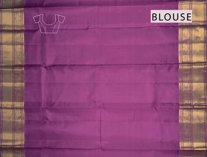 Pink Lightweight Pure Silk Peacock Butta Golden Violet Zari Peacock Border Pallu Saree NAA135