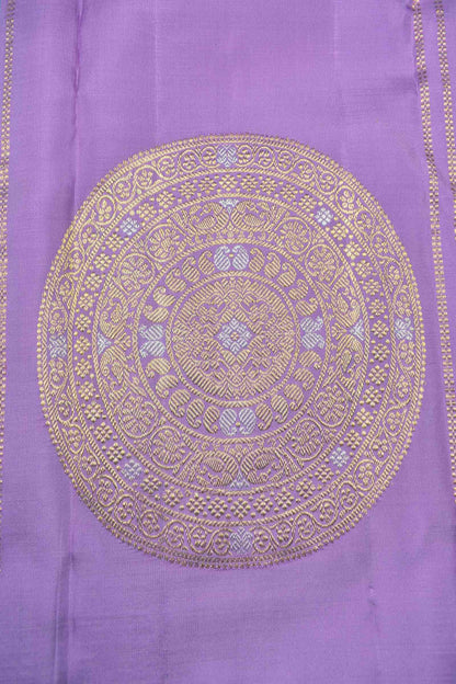 Green Light Weight Pure Silk Peacock Butta Golden Violet Zari Fancy Pallu Saree NAA136