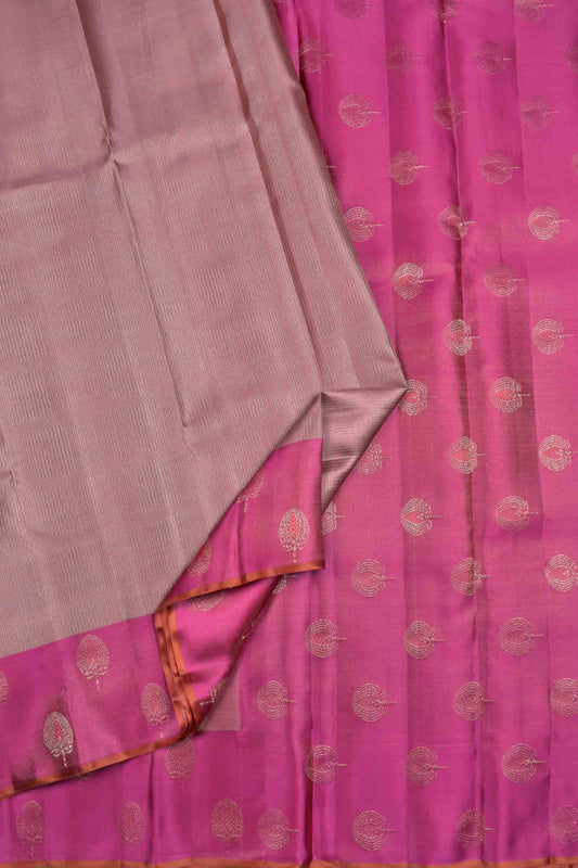 Light Pink Light Weight Pure Silk Golden Zari Lines Pink Border Pallu Saree NAA139