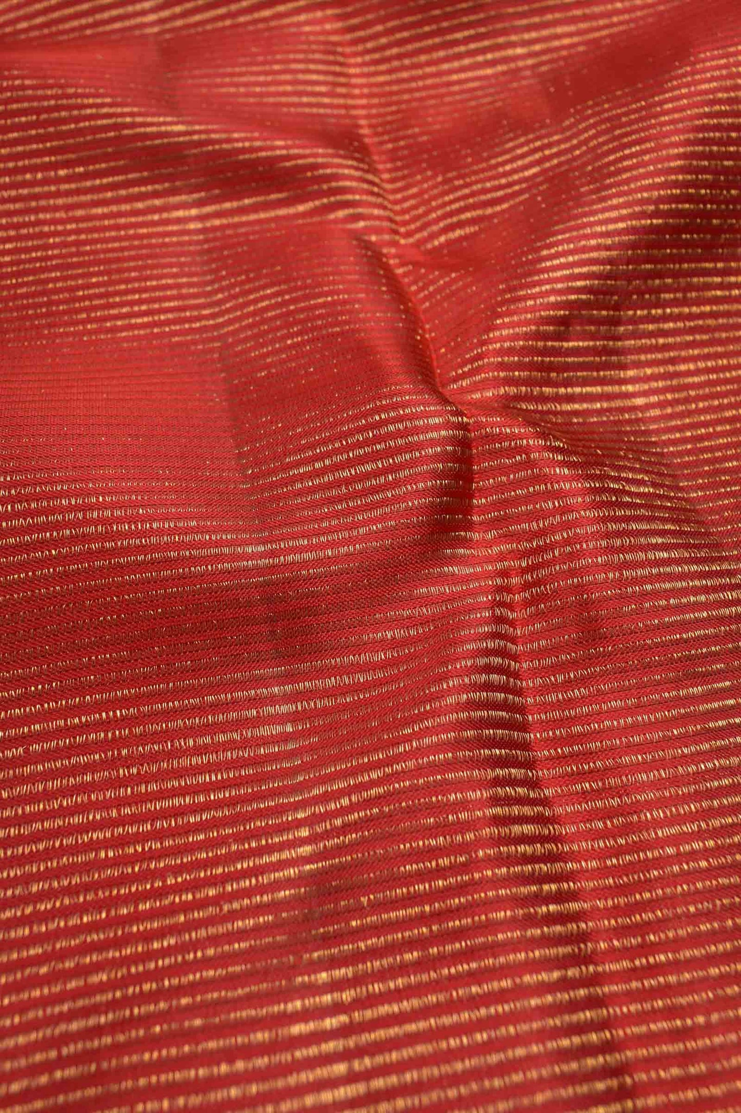 Golden Red Kanchipuram Bridal Pure Silk Floral Flowers Body Zari Border Saree NAA140