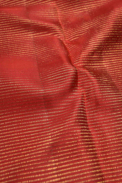 Golden Red Kanchipuram Bridal Pure Silk Floral Flowers Body Zari Border Saree NAA140