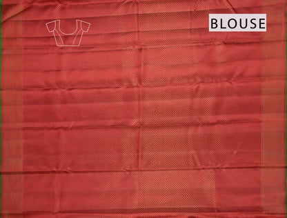 Golden Red Kanchipuram Bridal Pure Silk Floral Flowers Body Zari Border Saree NAA140