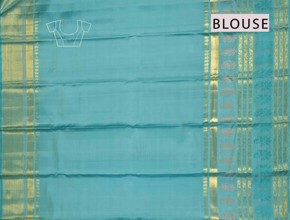 Golden Light Green Kanchipuram Bridal Pure Silk Zari Lines Zari Flowers Border Pallu Saree NAA141