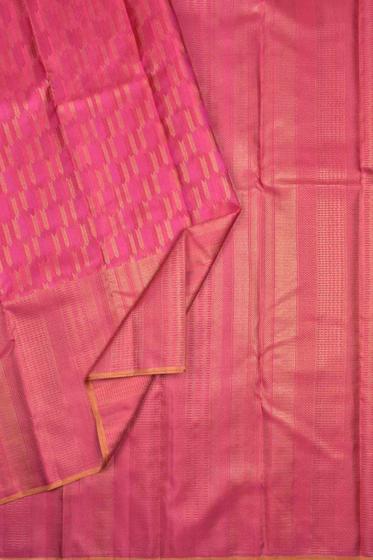Hot Pink Light Weight Pure Silk Floral Zari Fancy Print Saree NAA143