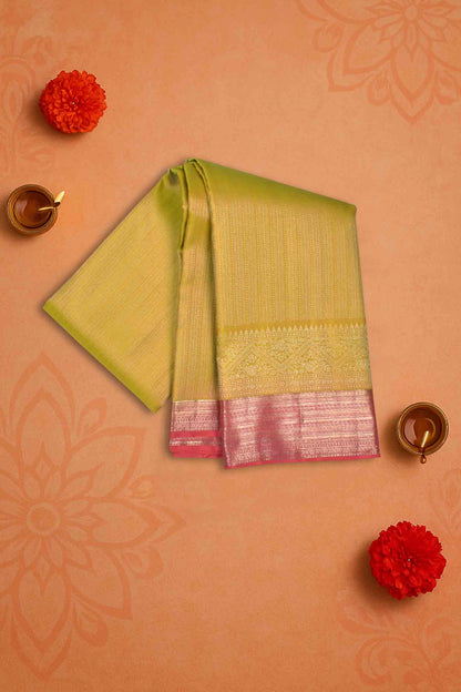 Mustard Yellow Light Weight Pure Silk Golden Zari Lines Red Border Pallu Saree NAA145