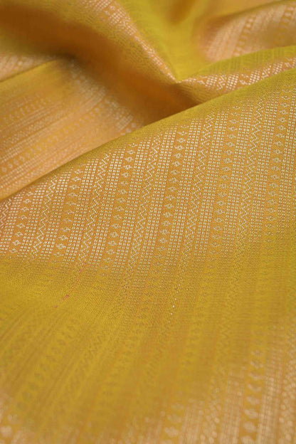 Mustard Yellow Light Weight Pure Silk Golden Zari Lines Red Border Pallu Saree NAA145