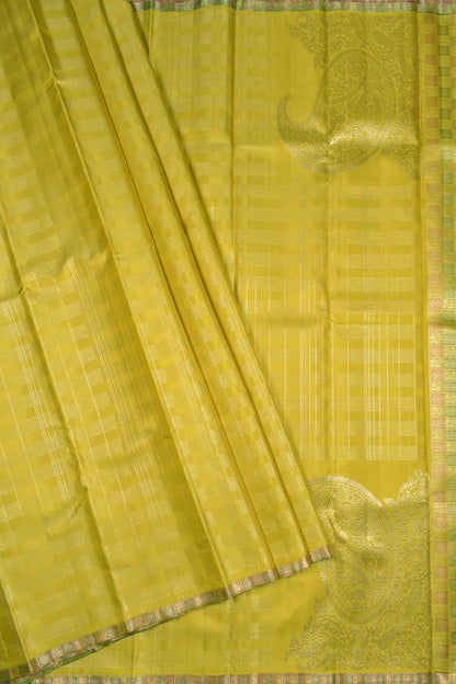 Light Green Light Weight Pure Silk Floral Mini Zari Lines Print Zari Border Saree NAA147