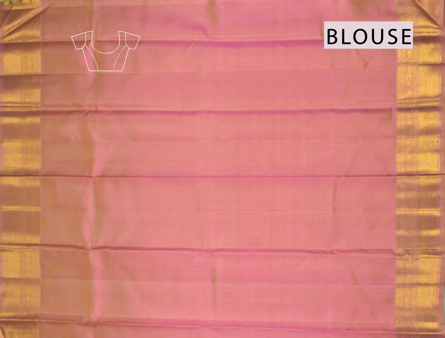 Golden Light Pink Kanchipuram Bridal Pure Silk Zari Border Saree NAA122