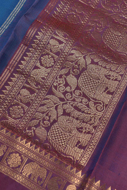 Royal Blue Light Weight Pure Silk Butta Zari Peacock Border Pallu Saree NAA152