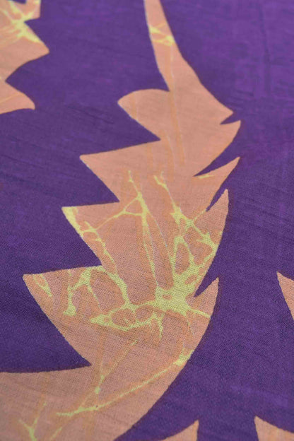 Peach Jaipur Cotton Contrast Floral Art Printed Saree