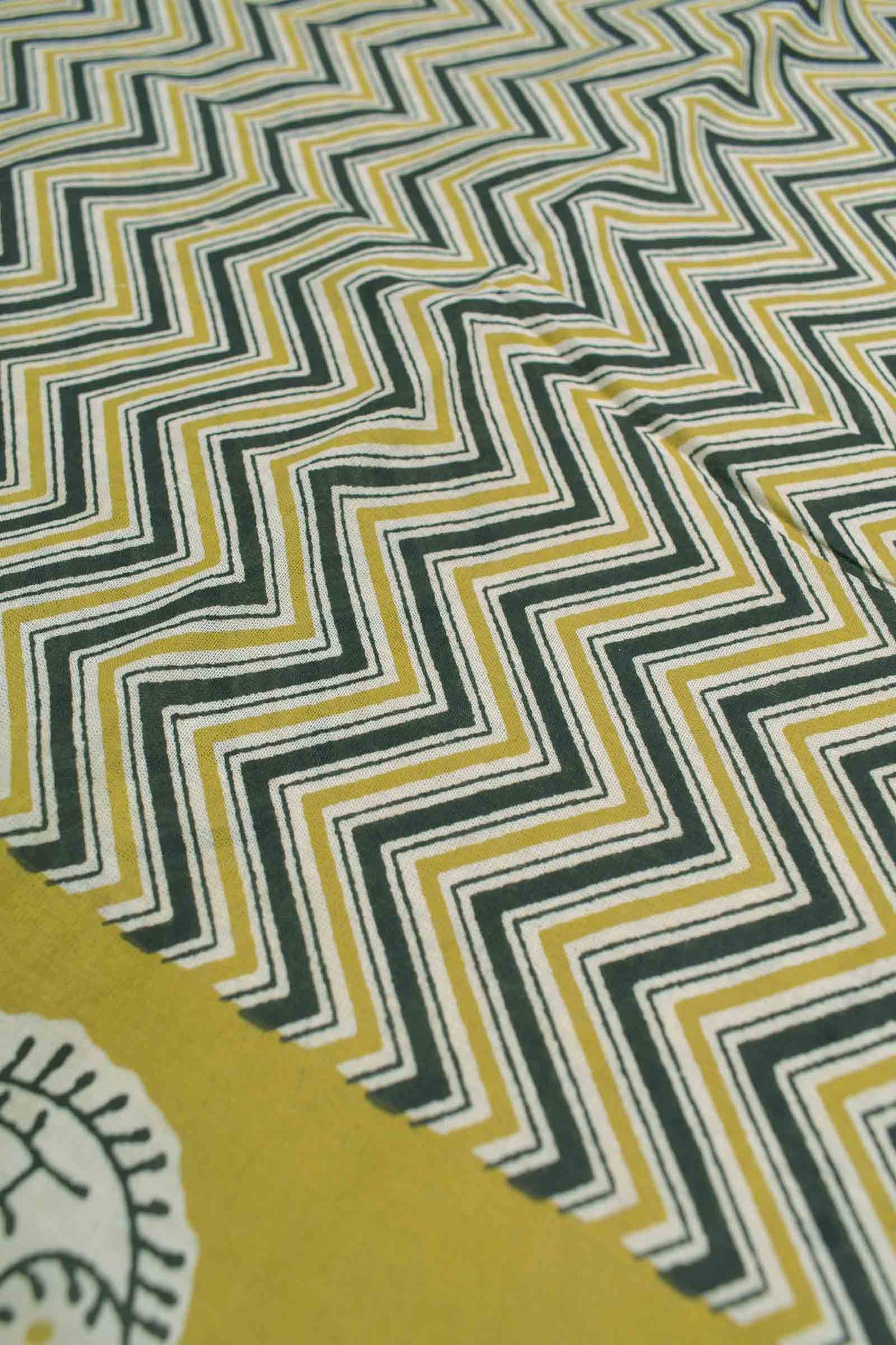 Mustard Yellow Jaipur Cotton Waves Printed Paisely Pallu Saree  MODEL