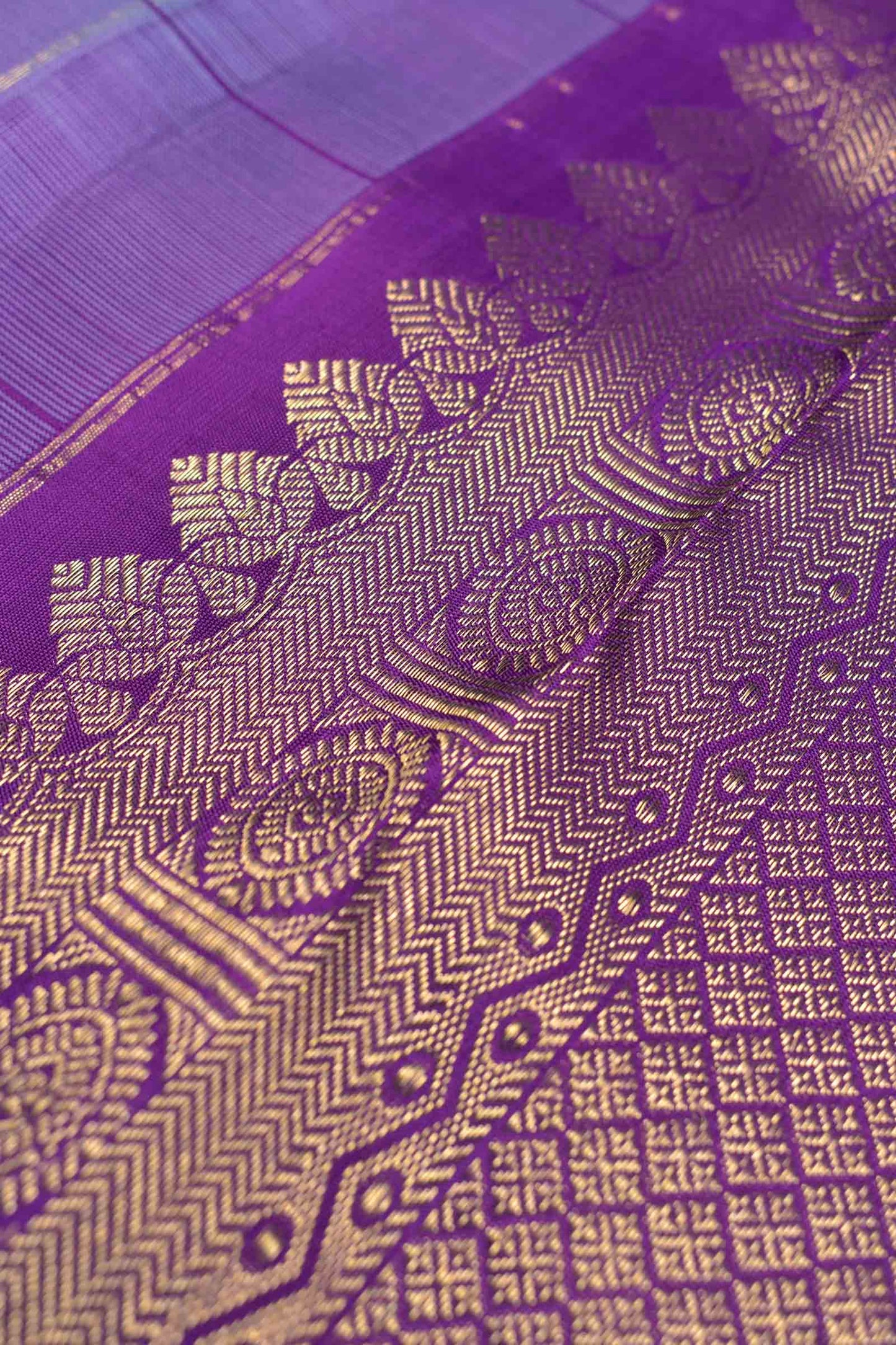 Silver Grey Light Weight Pure Silk Butta Kattam Contrast Voilet Zari Border Pallu Saree NAA157