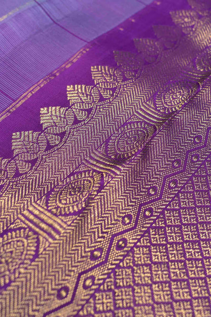 Silver Grey Light Weight Pure Silk Butta Kattam Contrast Voilet Zari Border Pallu Saree NAA157