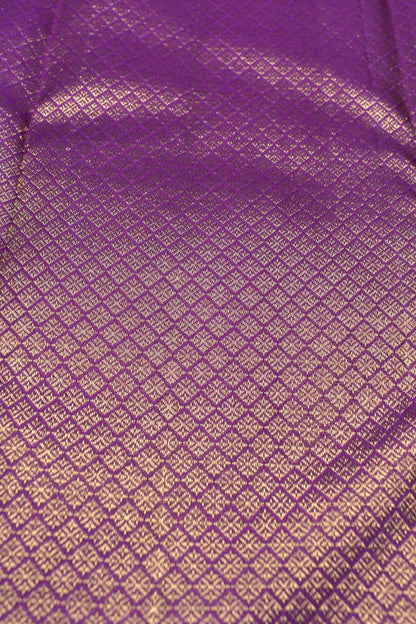 Silver Grey Light Weight Pure Silk Butta Kattam Contrast Voilet Zari Border Pallu Saree NAA157