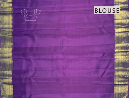 Silver Grey Light Weight Pure Silk Butta Kattam Contrast Voilet Zari Border Pallu Saree NAA157