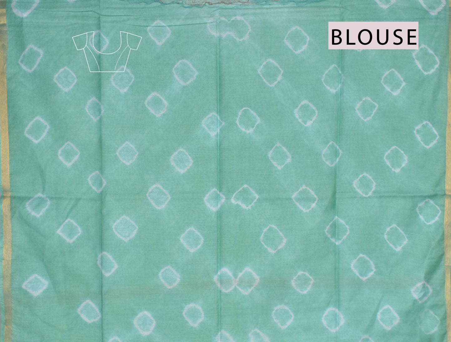 Aquamarine Green Bengal Cotton Batik Style Marble Print Saree