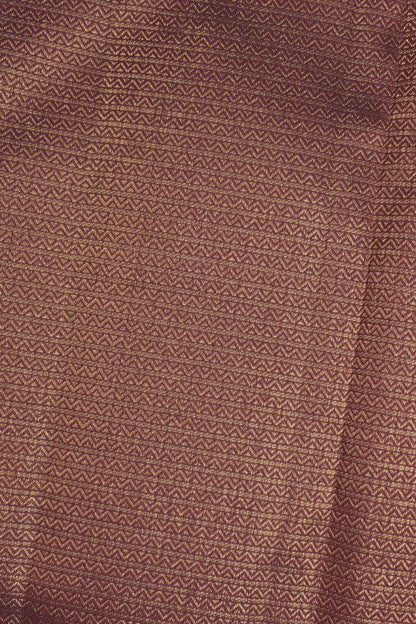 Deep Plum Maroon Kanchipuram Bridal Pure Silk  Mini Intricate Checks Golden Zari Border Saree NAA101