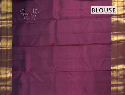 Deep Plum Maroon Kanchipuram Bridal Pure Silk  Mini Intricate Checks Golden Zari Border Saree NAA101