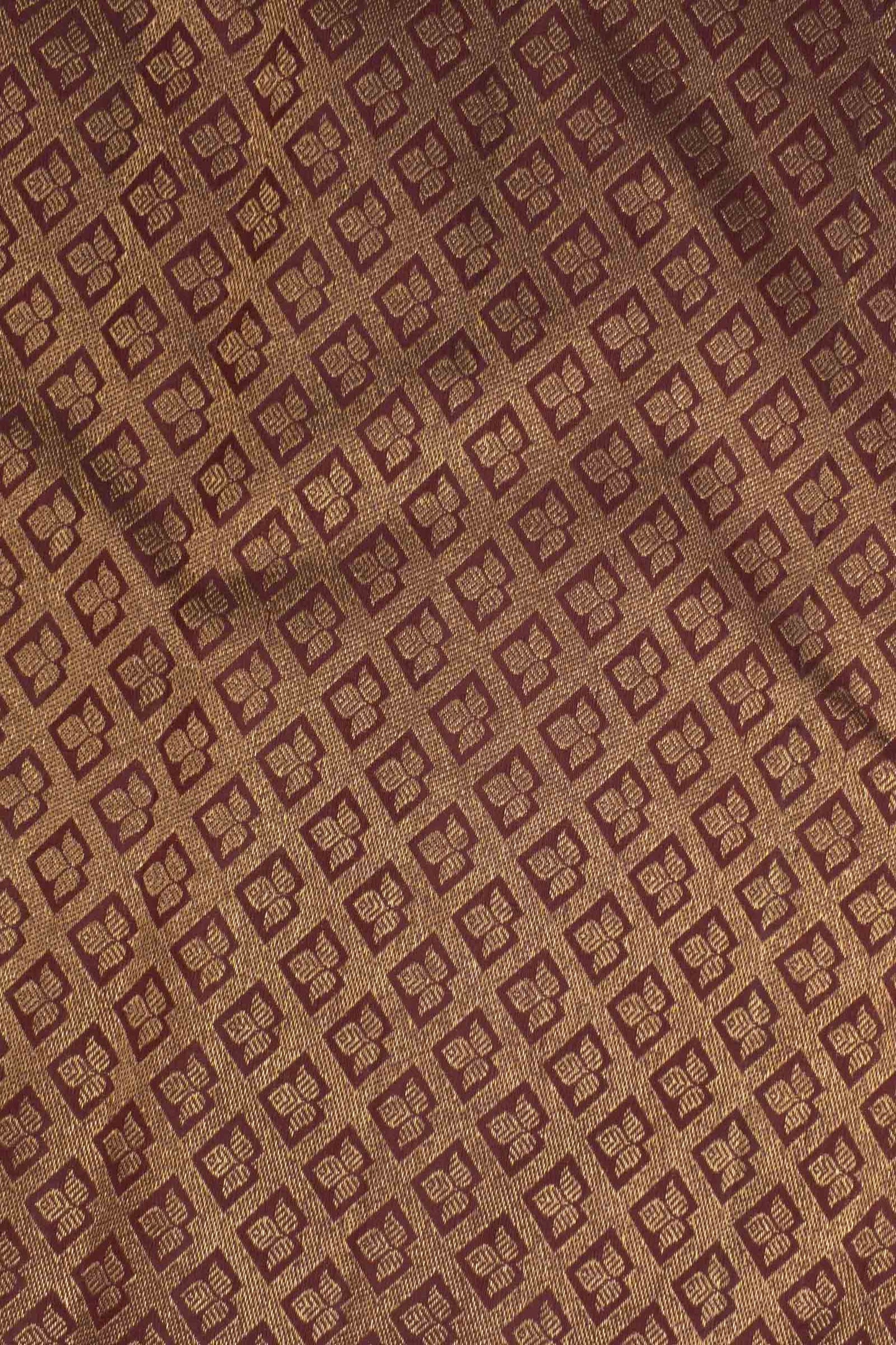 Deep Maroon Kanchipuram Bridal Pure Silk Annam Rudraksh Checks Golden Zari Border Saree