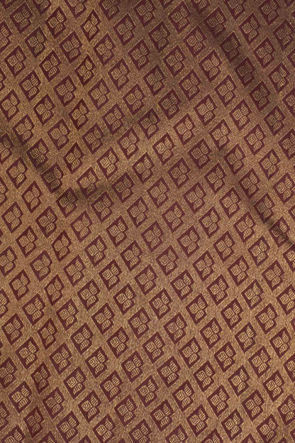 Deep Maroon Kanchipuram Bridal Pure Silk Annam Rudraksh Checks Golden Zari Border Saree