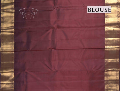 Deep Maroon Kanchipuram Bridal Pure Silk Annam Rudraksh Checks Golden Zari Border Saree