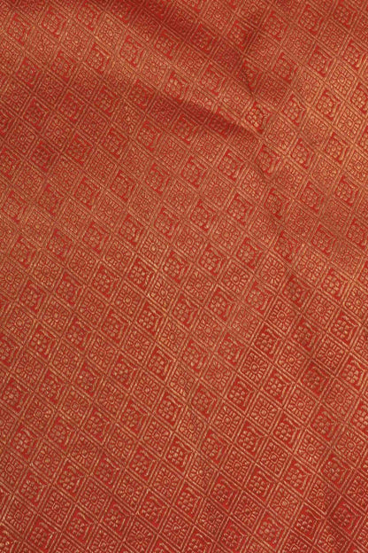 Golden Red Kanchipuram Bridal Pure Silk  Waves Jacquard Golden Zari Border Saree NAA103