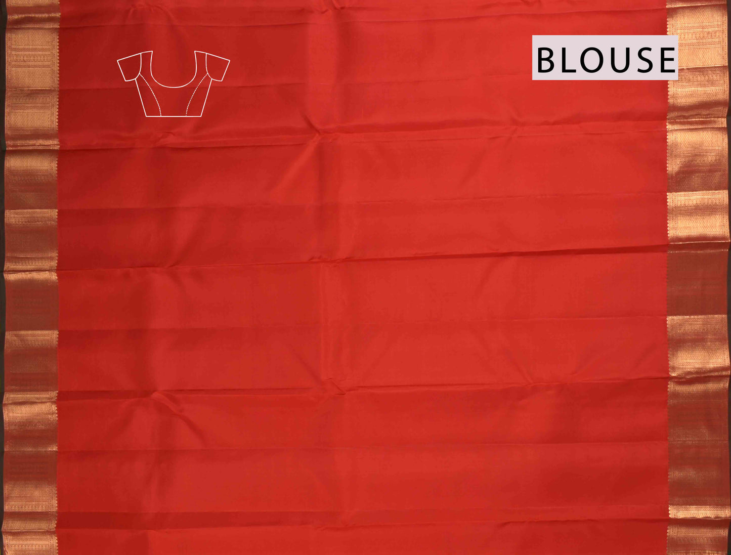 Golden Red Kanchipuram Bridal Pure Silk  Waves Jacquard Golden Zari Border Saree NAA103