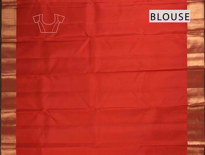 Golden Red Kanchipuram Bridal Pure Silk  Waves Jacquard Golden Zari Border Saree NAA103