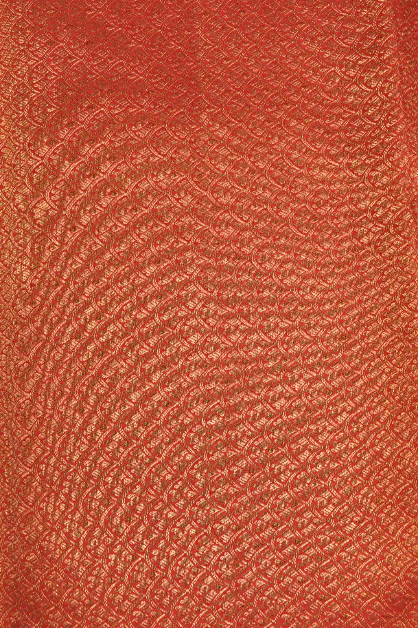 Golden Pure Red Kanchipuram Bridal Pure Silk Intricate Jacquard Golden Border Saree NAA115