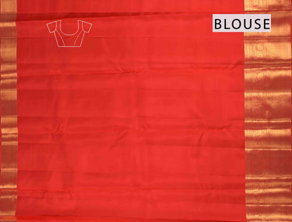 Golden Pure Red Kanchipuram Bridal Pure Silk Intricate Jacquard Golden Border Saree NAA115