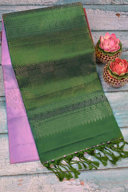 Light Voilet Traditional Butta Contrast  Pallu Semi Soft Silk Saree