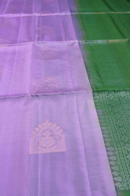 Light Voilet Traditional Butta Contrast  Pallu Semi Soft Silk Saree