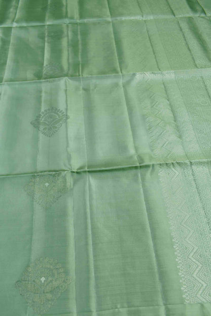 Pastel Green Fancy Self Fancy Butta Semi Soft Silk Saree