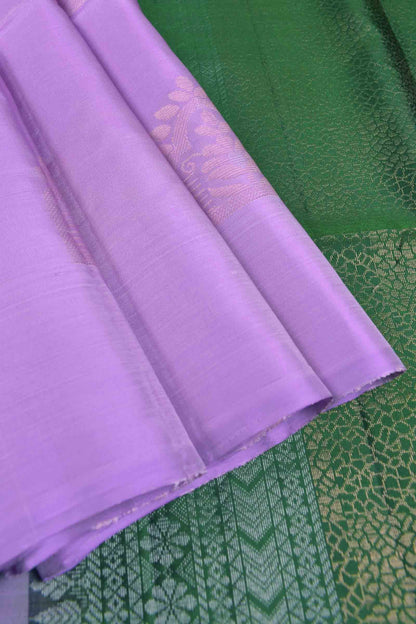 Light Voilet Traditional Butta Contrast  Pallu Semi Soft Silk Saree