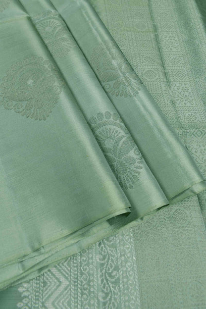Pastel Green Fancy Self Fancy Butta Semi Soft Silk Saree