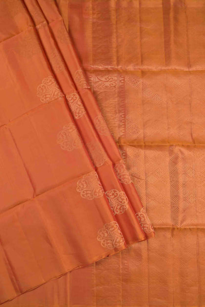 Golden Orange Body Fancy Butta Borderless Semi Soft Silk Saree