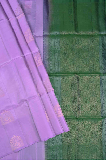 Light Voilet Traditional Butta Contrast  Pallu Semi Soft Silk Saree