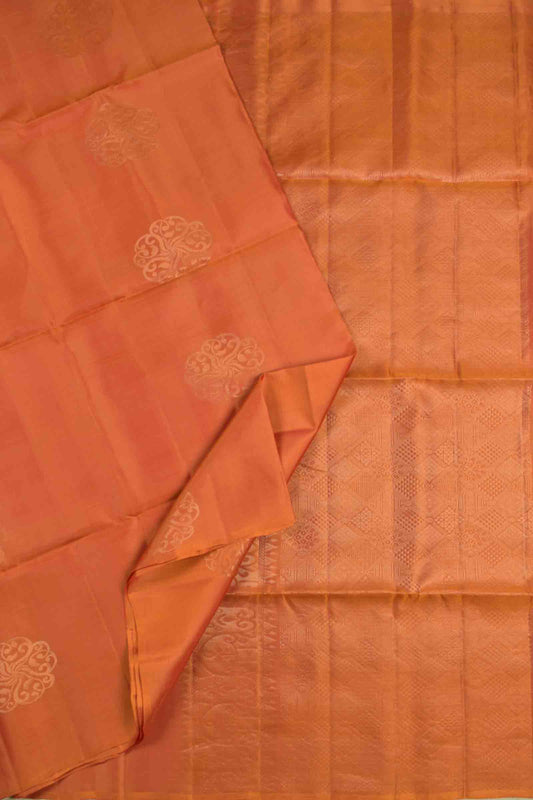Golden Orange Body Fancy Butta Borderless Semi Soft Silk Saree