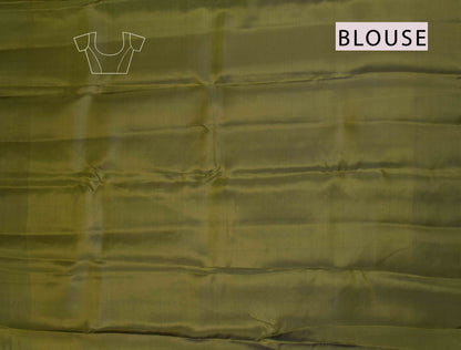 Violet Body Fancy Florlas Dark Olive Green Border Pallu Semi Soft Silk Saree