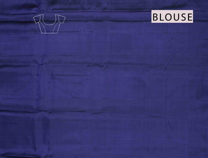 Olive Green Body Fancy Fern Butta Navy Blue Border Pallu Semi Soft Silk Saree