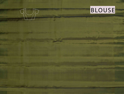 Dark Orange  Body Fancy  Butta Dark Olive Green Border Pallu Semi Soft Silk Saree